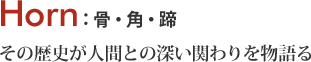 Horn その歴史が人間との深い関わりを物語る 